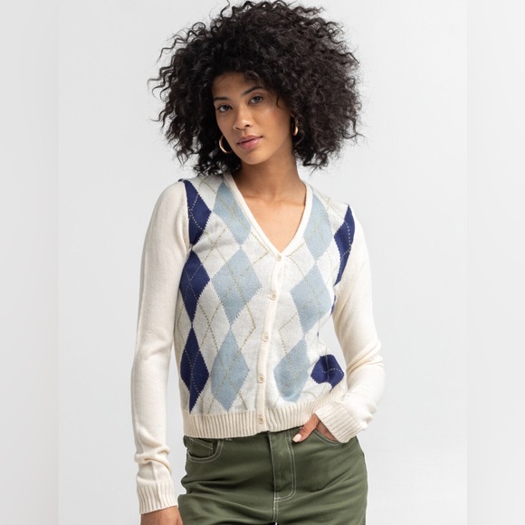 Love Tree Sweaters - Womens Argyle Cardigan